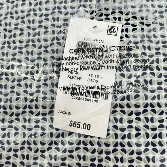 Alfatech by Alfani Regular Fit Long Sleeve Button Down - Navy/Green/White - XXL - Picture 5 of 6